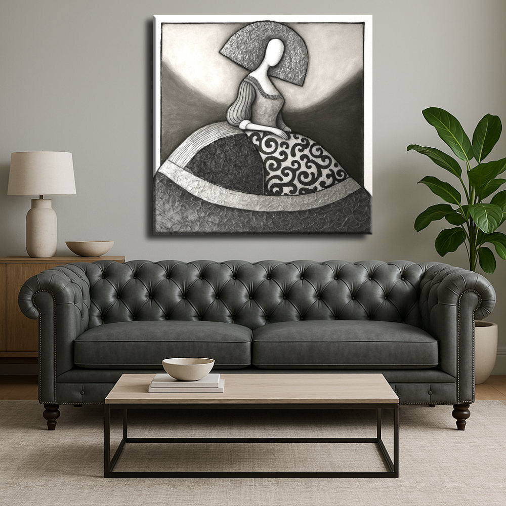 Menina en grises, blanco y negro