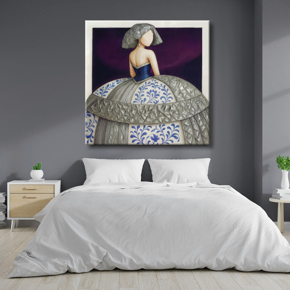 Menina con fondo morado y malva