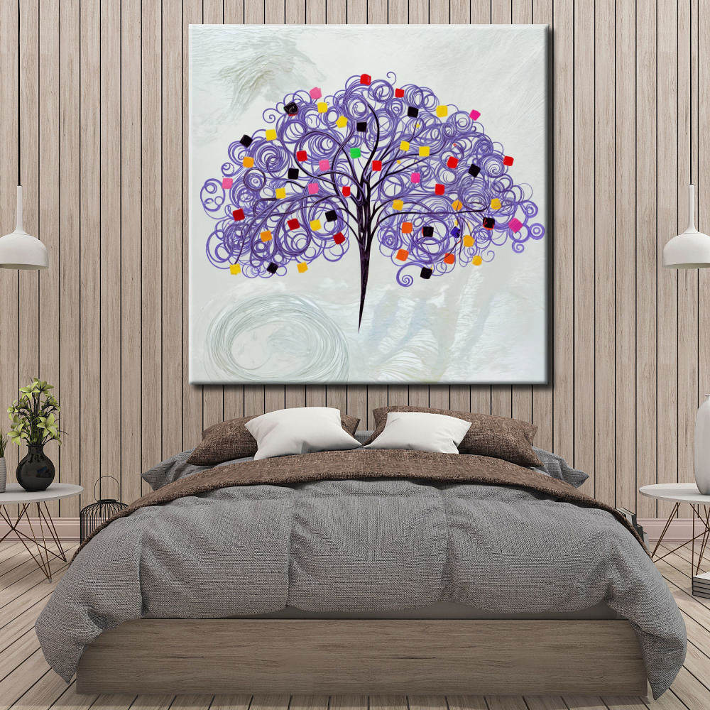 Cuadro de Árbol malva minimalista
