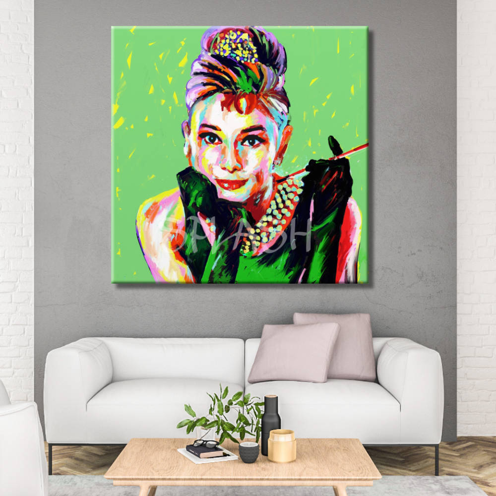 Cuadro de Audrey Hepburn verde