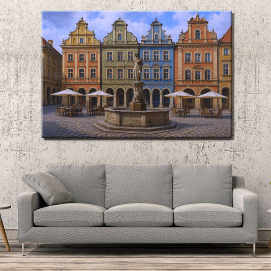 Cuadro casas colores de Polonia impreso