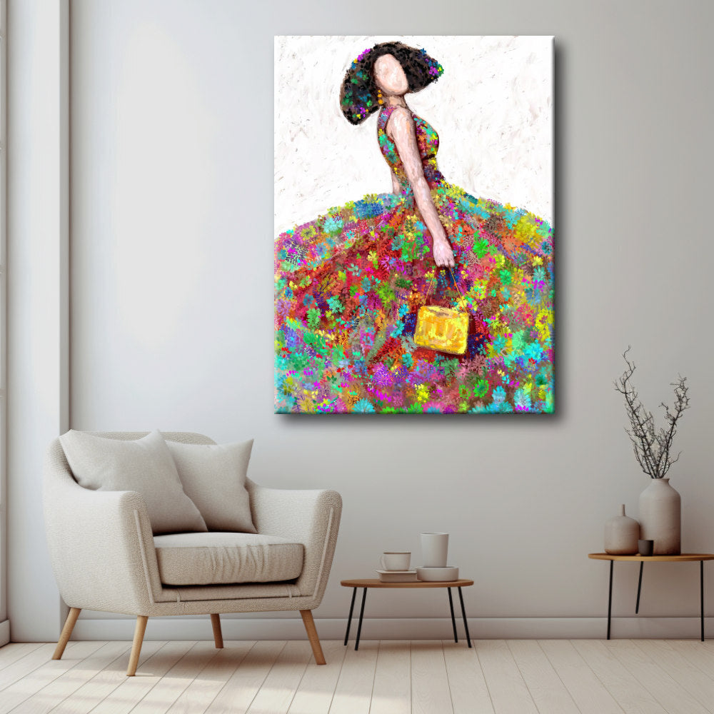 Cuadro de Menina Colorida con Bolso