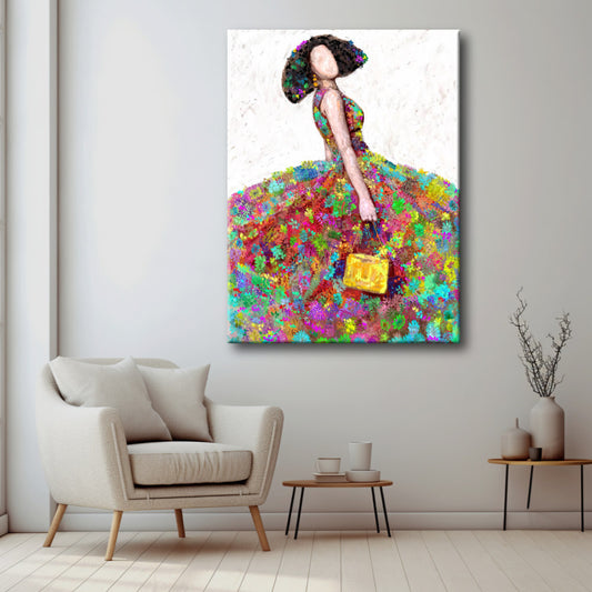 Cuadro de Menina Colorida con Bolso