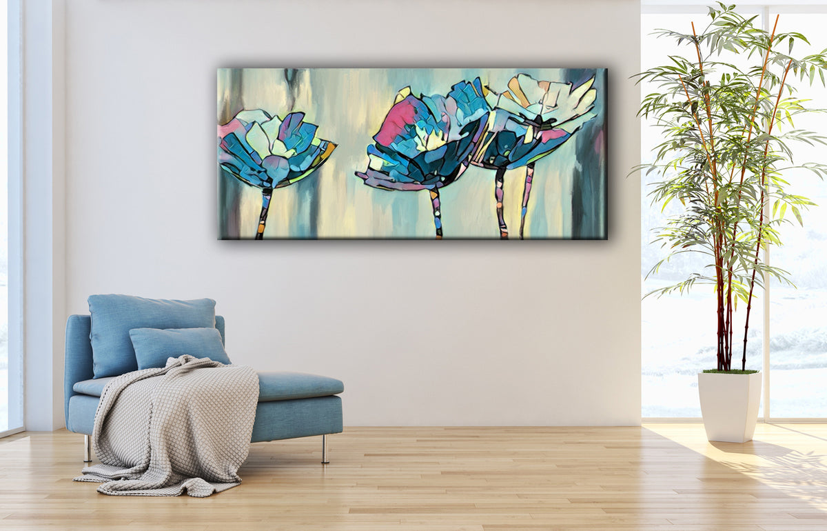 Flores modernas en azules
