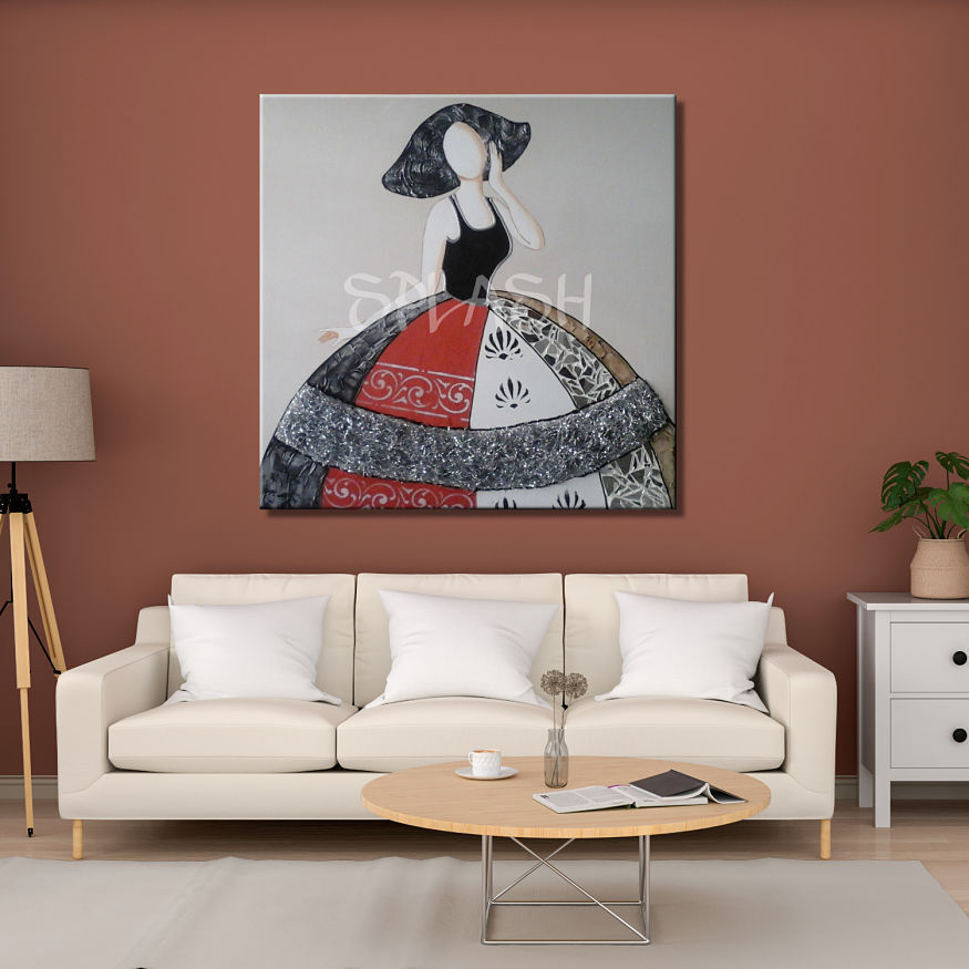Menina moderna carmín, grises y marrón