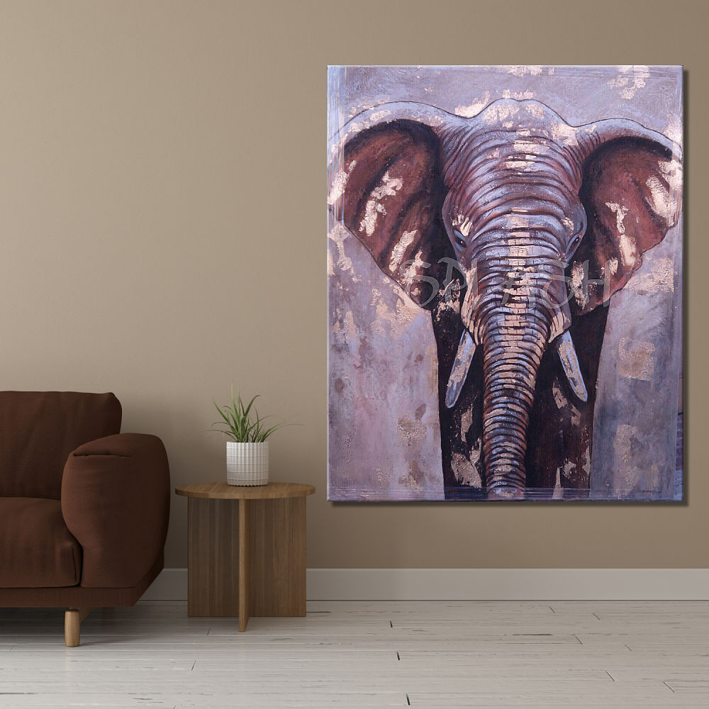 Cuadro de Elefante en tonos ocre