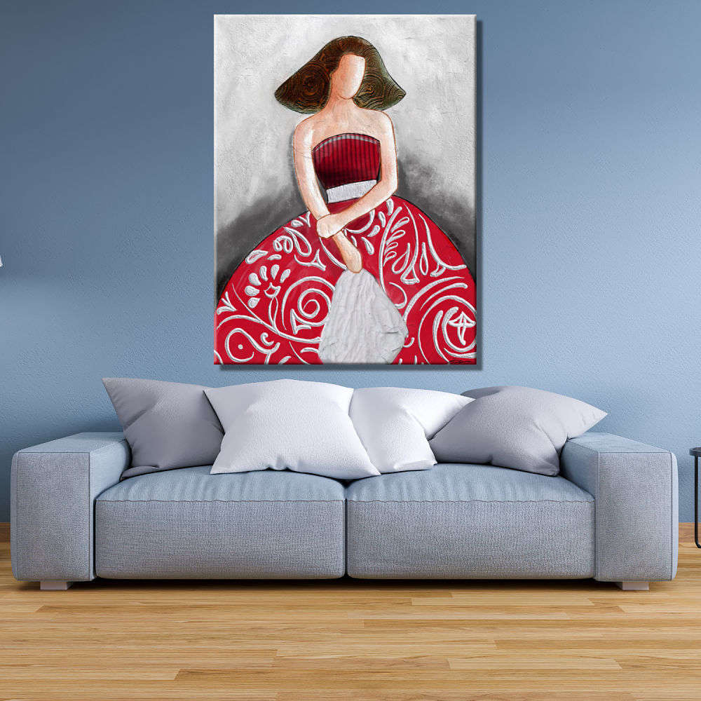 Cuadro de Menina en rojo y grises