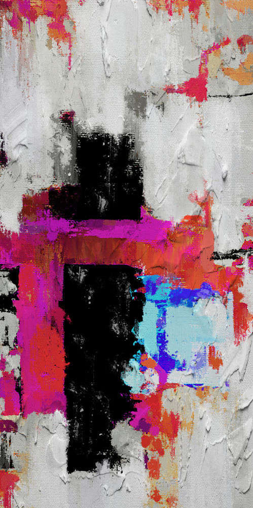 Cuadro abstracto geométrico colores cruzados
