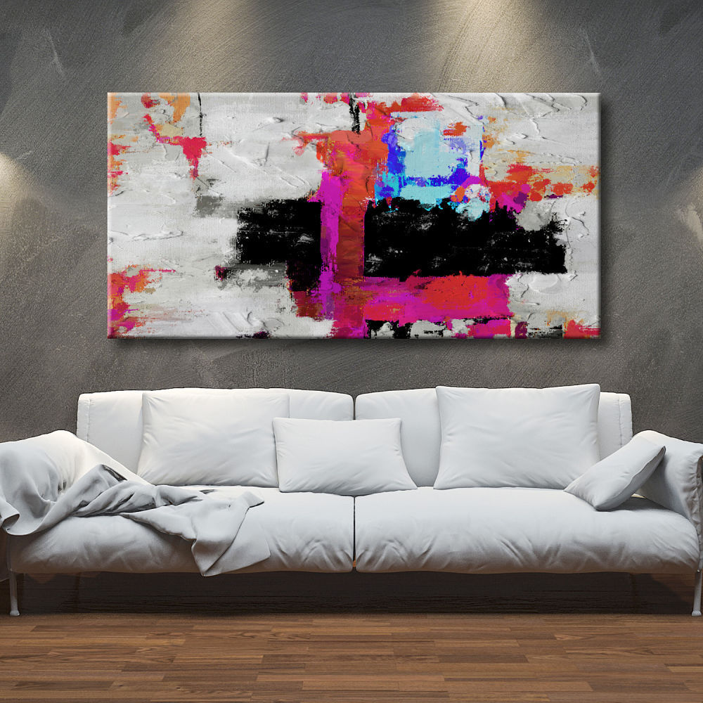 Cuadro abstracto geométrico colores cruzados