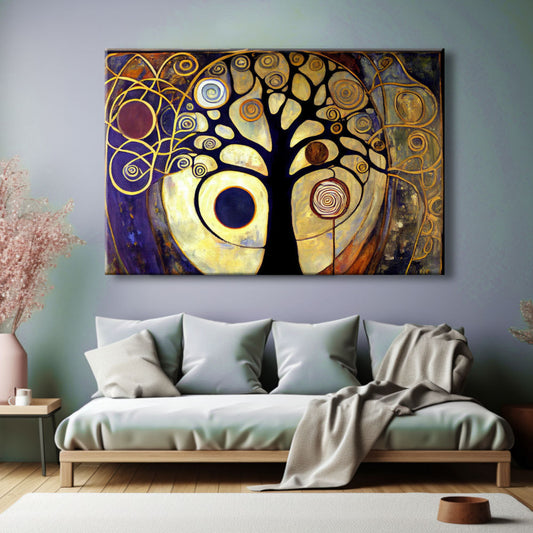 Cuadro Árbol de la vida azules y ocres