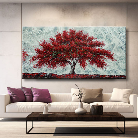 Cuadro de Árbol rojo con texturas