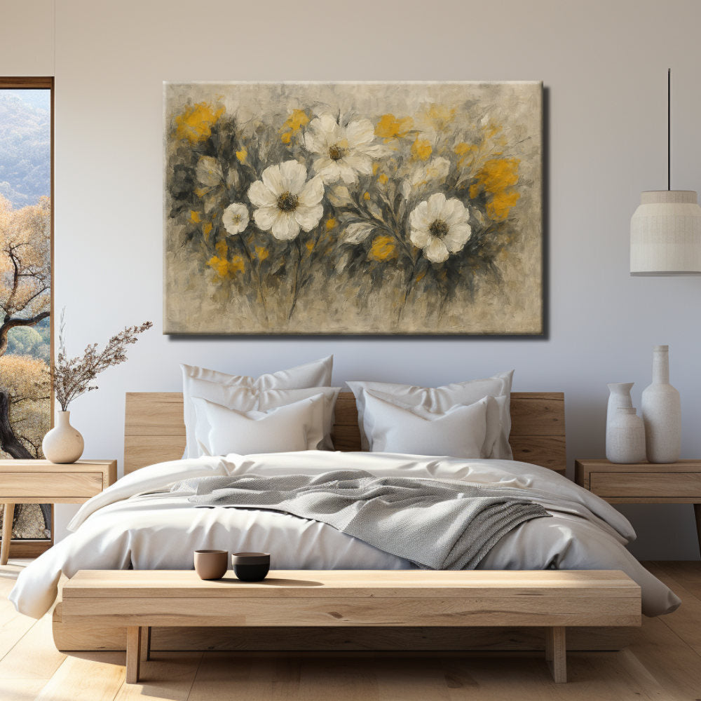 Cuadro de Flores en Fondo Neutro