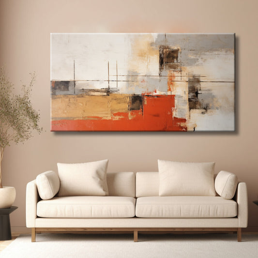 Cuadro Abstracto vanguardista naranja ocre negro