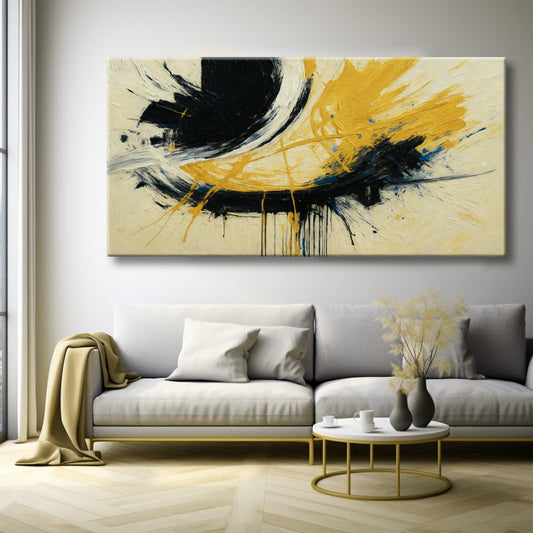 Cuadro Abstracto en Amarillo y Negro