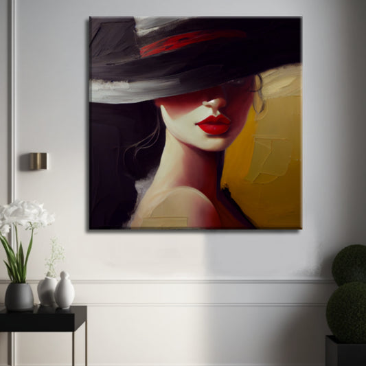 Cuadro Mujer y Sombrero