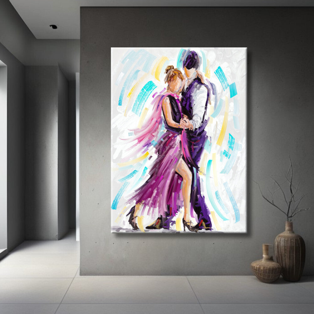 Cuadro figurativo con pareja bailando