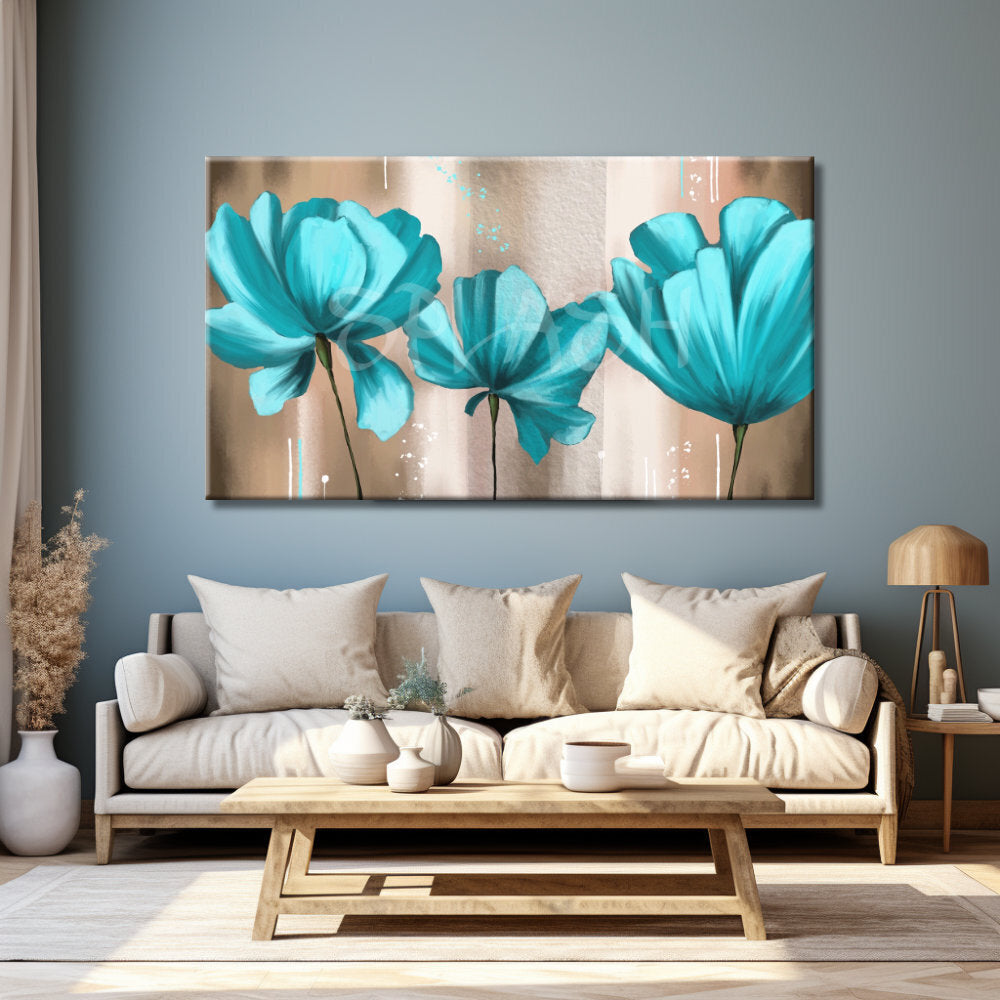 Cuadro de Flores Esplendor Turquesa
