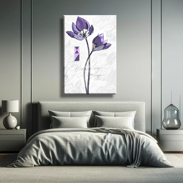 Cuadro moderno de flores malva