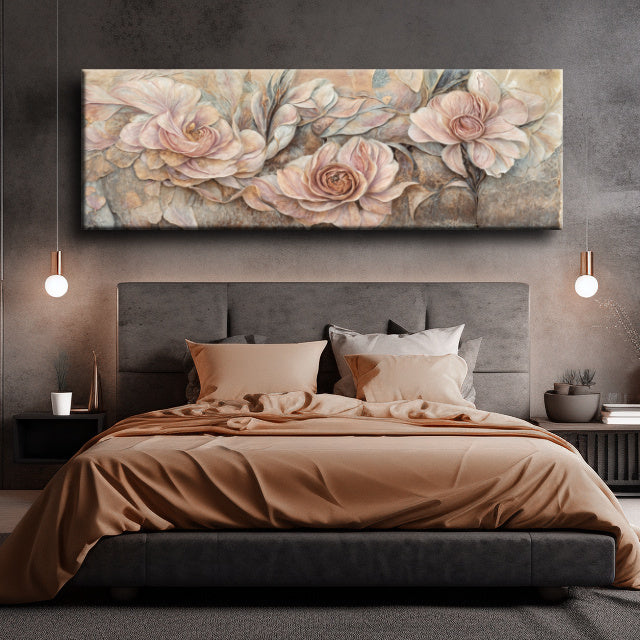 Cuadro moderno flores monocromático