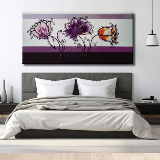 Cuadro de flores simulando esmalte