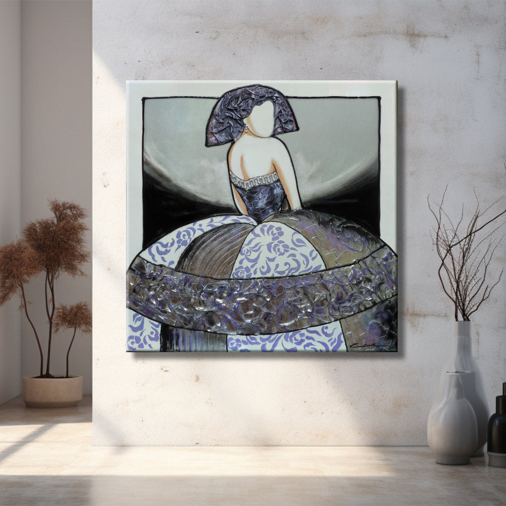 Cuadro Menina moderna en gris y malva
