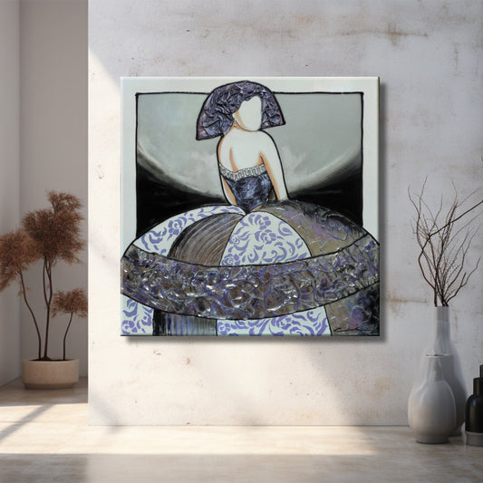 Cuadro Menina moderna en gris y malva