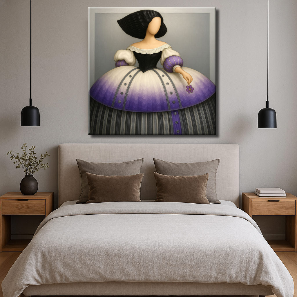 Cuadro de Menina moderna malva y blanco