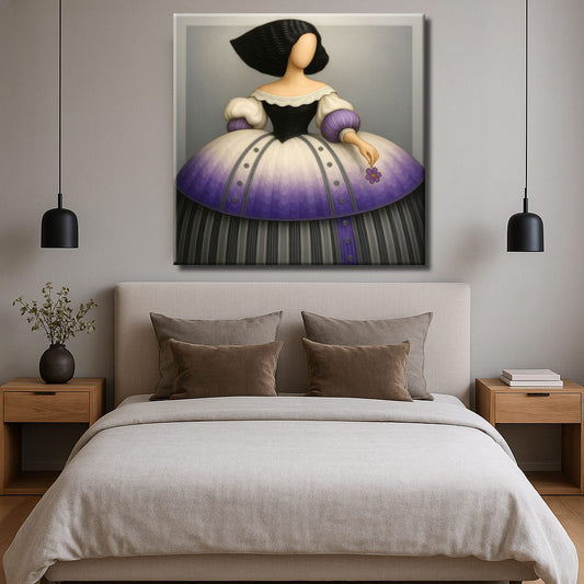 Cuadro de Menina moderna malva y blanco