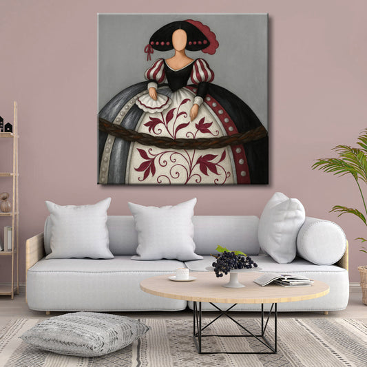 Menina moderna en gris, blanco y carmín