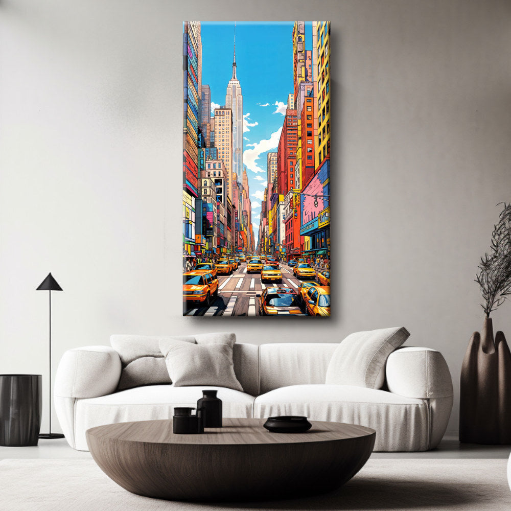 Cuadro urbano de Nueva York con coches