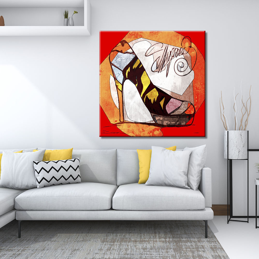 Cuadro pop art con zapato de tacón colorido