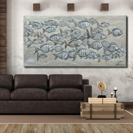 Cuadro de Peces rayados con textura