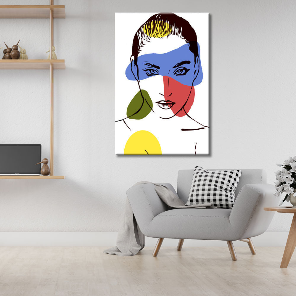 Cuadro cabeza de mujer colores básicos
