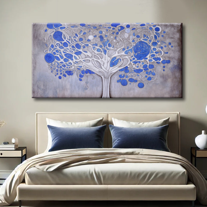 Cuadro Árbol de la Vida en azul y gris