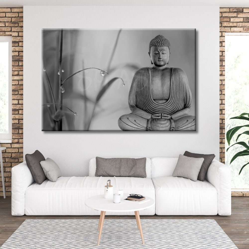 Cuadro de Buda en blanco y negro