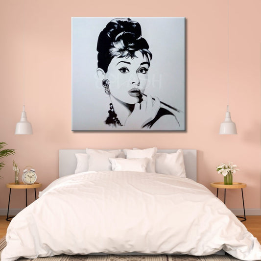 Cuadro Audrey Hepburn blanco y negro