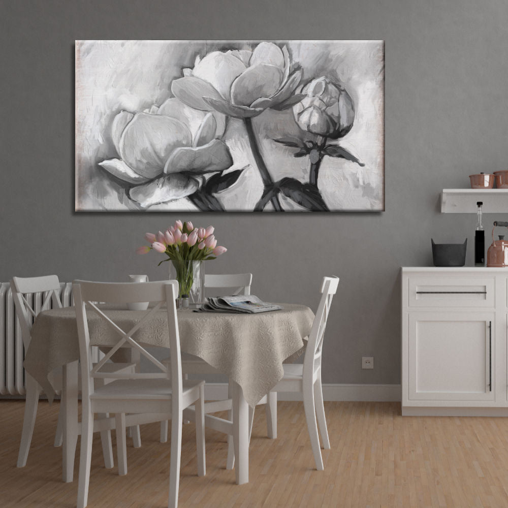 Esencia Floral en Gris Monocromático