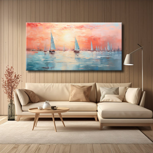 Cuadro de Marina con barcos en regata