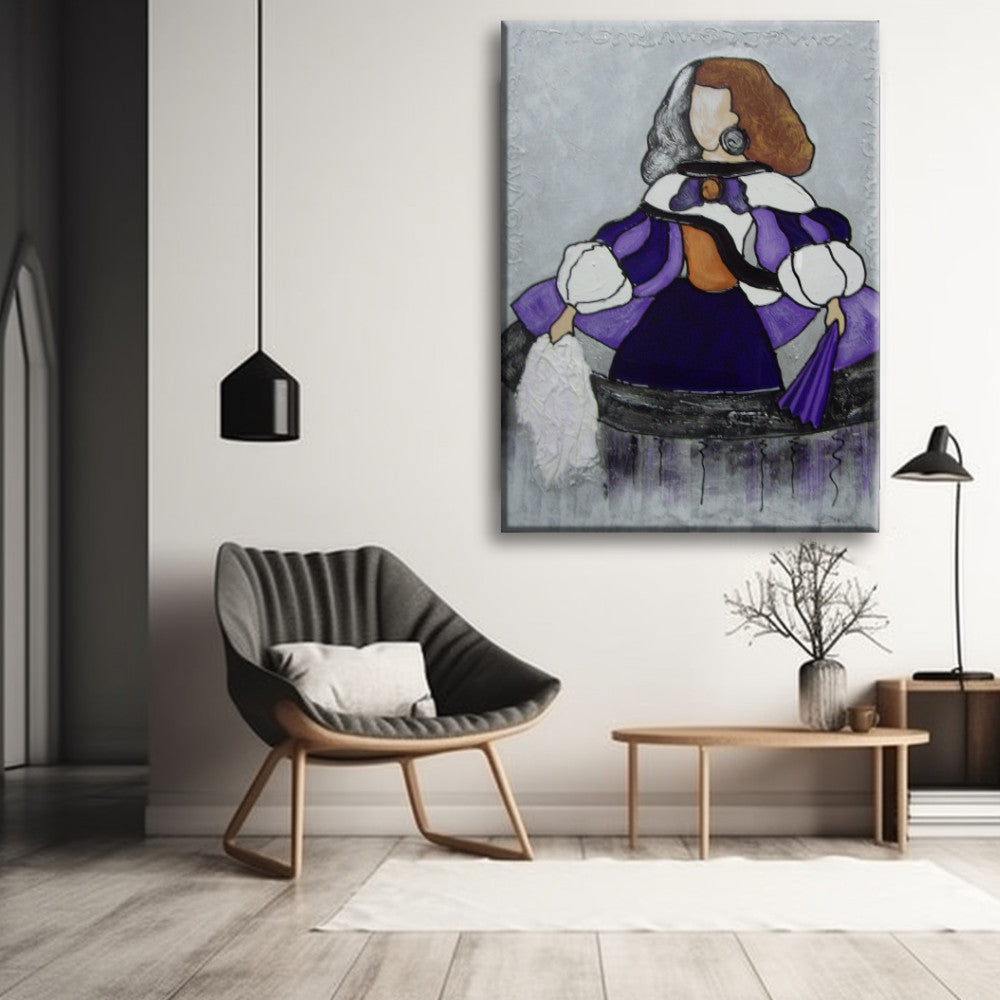 Cuadro de Menina Moderna morada y blanca