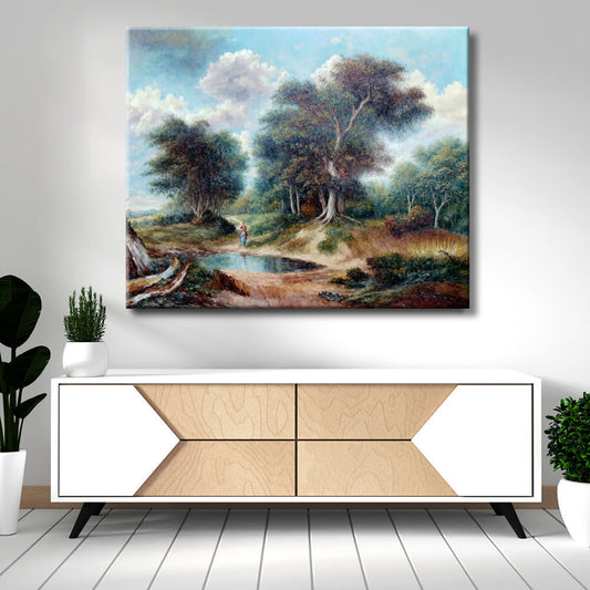 Cuadro de paisaje clásico con árboles