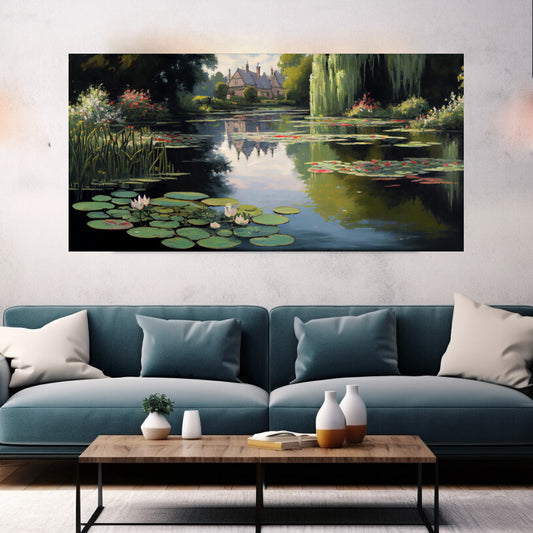 Cuadro de Paisaje Con nenúfares y agua