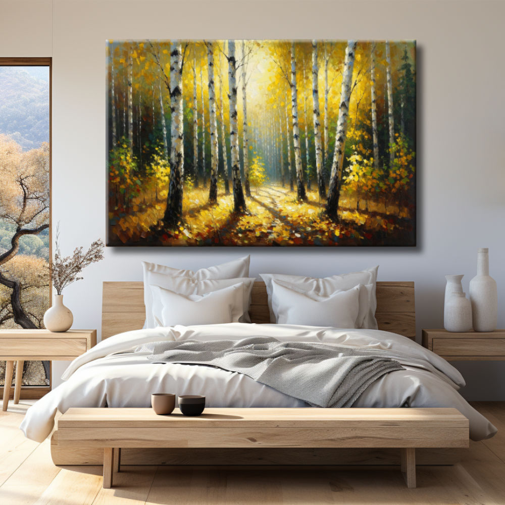 Cuadro Paisaje Árboles en amarillo