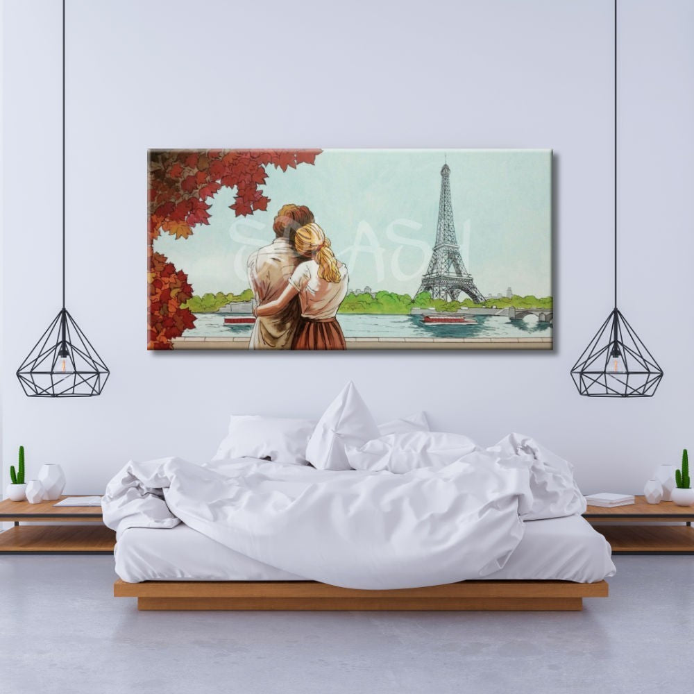 Cuadro pareja de enamorados en París