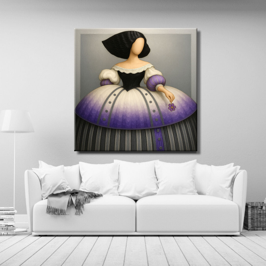 Cuadro de Menina moderna malva y blanco