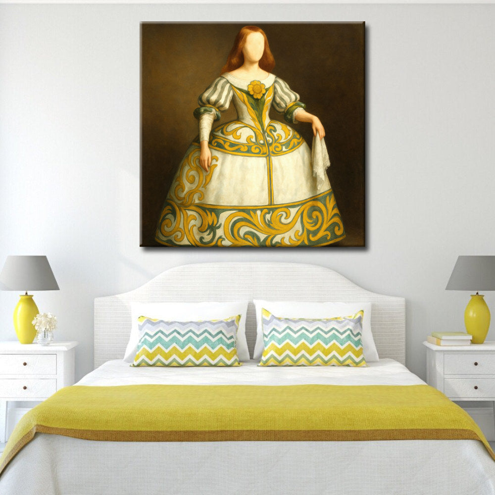 Menina moderna verde y ocre