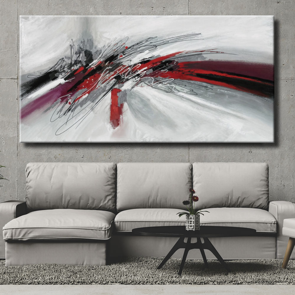 Cuadro Abstracto rojo negro y gris