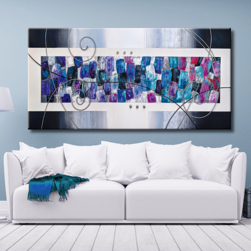 Abstracción turquesa y malva