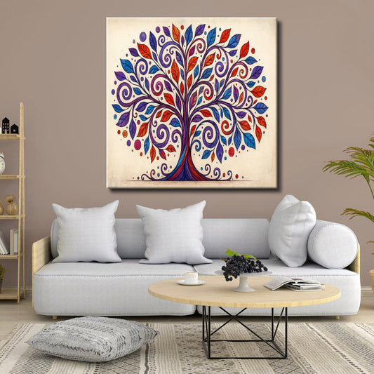 Cuadro árbol de la vida con hojas