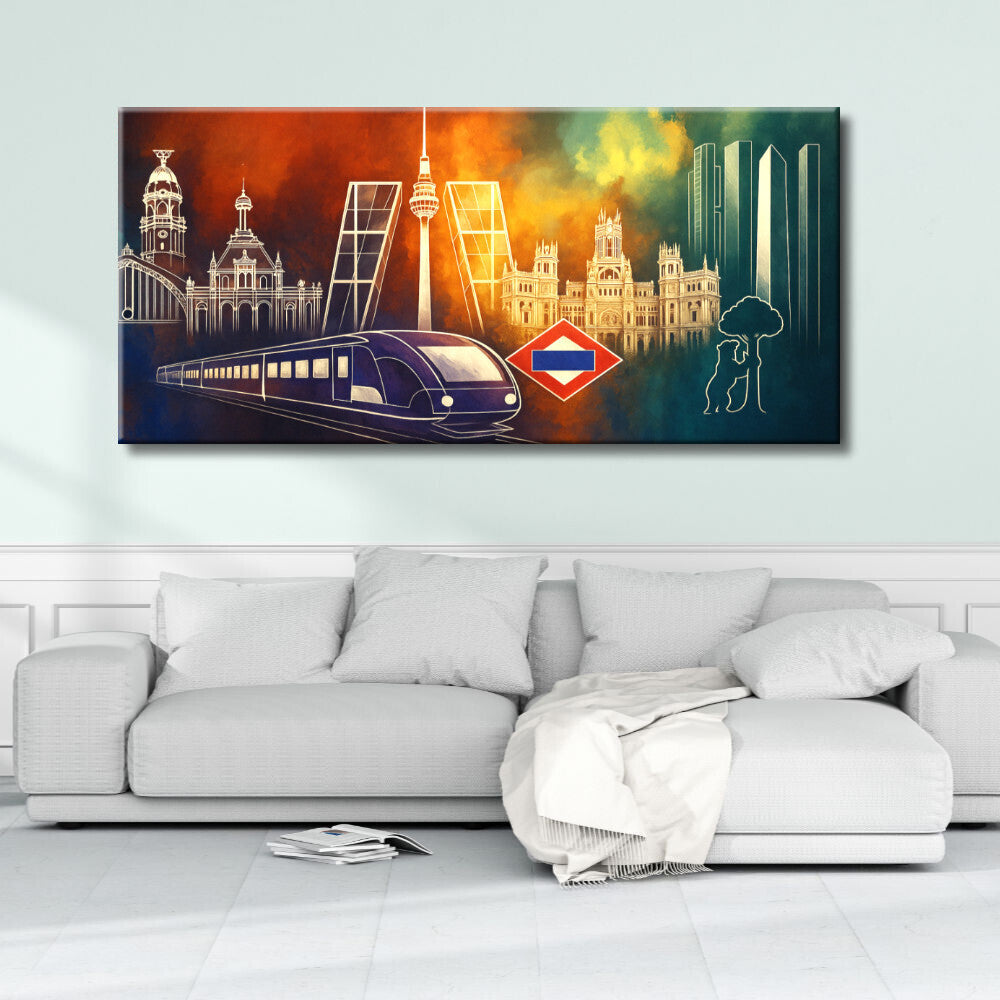Cuadro Skyline de colores de Madrid