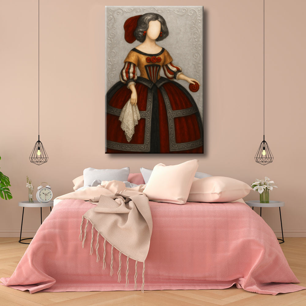 Menina rojo carmín con fondo textura